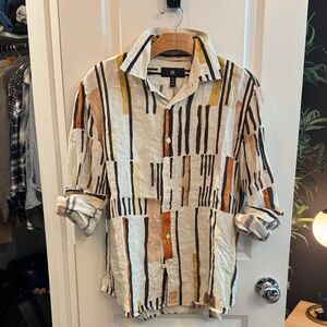 Banana Republic Cream and Black Patterned Shirt